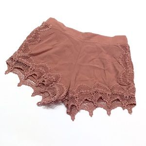NWOT See You Monday Dusty Pink Crochet Shorts